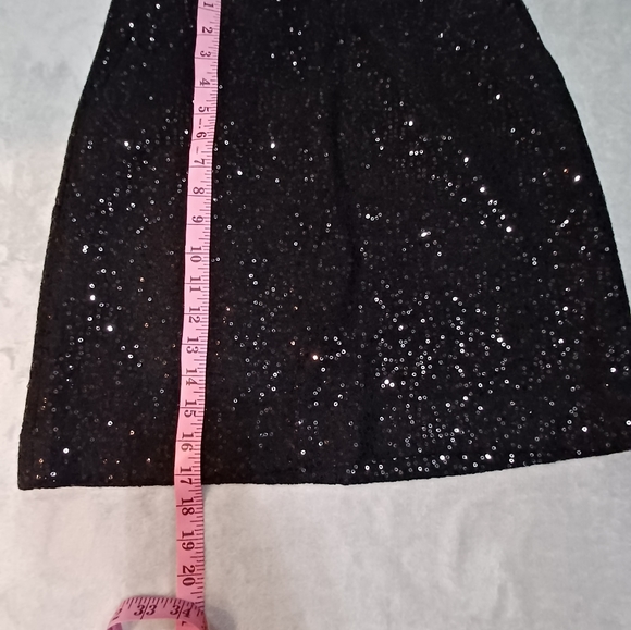 Ann Taylor Black Sequin Sparkles Wool Blend Straight Mini Skirt Size 0 Lined. - Picture 10 of 14